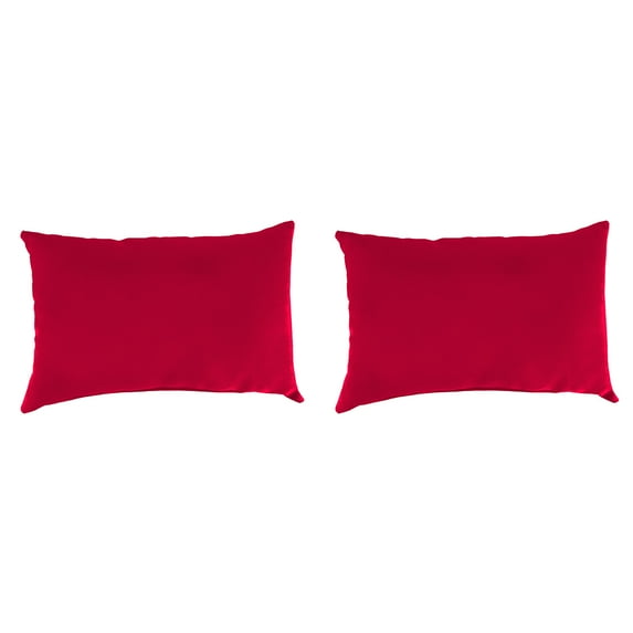 Jordan Manufacturing 12" x 18" Really Red Solid Rectangular Outdoor Lumbar Throw Pillow (2 Pack)