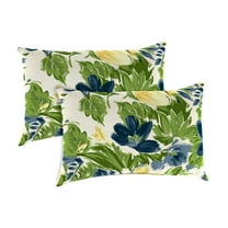 Jordan Manufacturing 12" x 18" Rebecca Asparagus Green Floral Rectangular Outdoor Lumbar Throw Pillow (2 Pack)