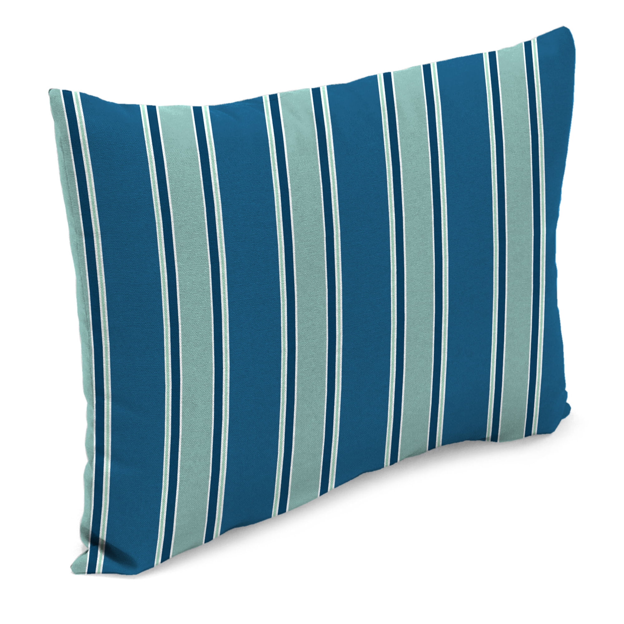 Jordan Manufacturing 12" x 18" Sanders Puff Blue and Gray Green Stripe Rectangular Outdoor Lumbar Throw Pillow (2 Pack)