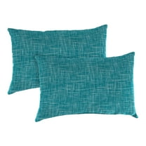 Jordan Manufacturing 12" x 18" Sketch Opal Teal Crosshatch Rectangular Outdoor Lumbar Throw Pillow (2 Pack)