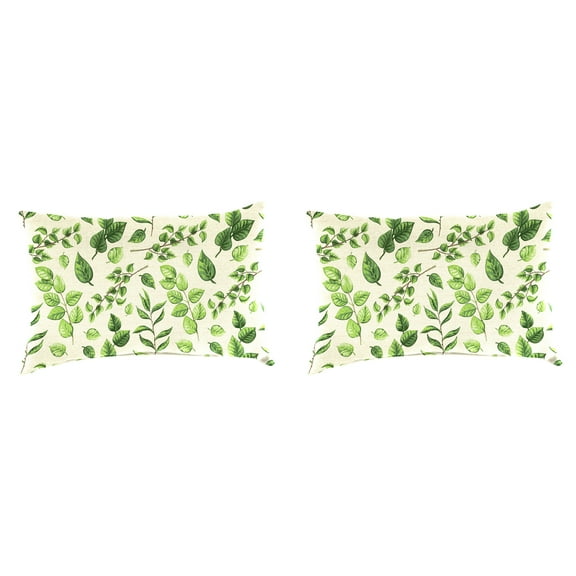Jordan Manufacturing 12" x 19" Natik Aloe Green Leaves Rectangular Outdoor Lumbar Throw Pillow (2 Pack)