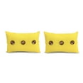 thumbnail image 1 of Jordan Manufacturing 13" x 20" Celosia Spring Yellow Crosshatch Rectangular Outdoor Lumbar Throw Pillow with 3 Coconut Buttons (2 Pack), 1 of 10