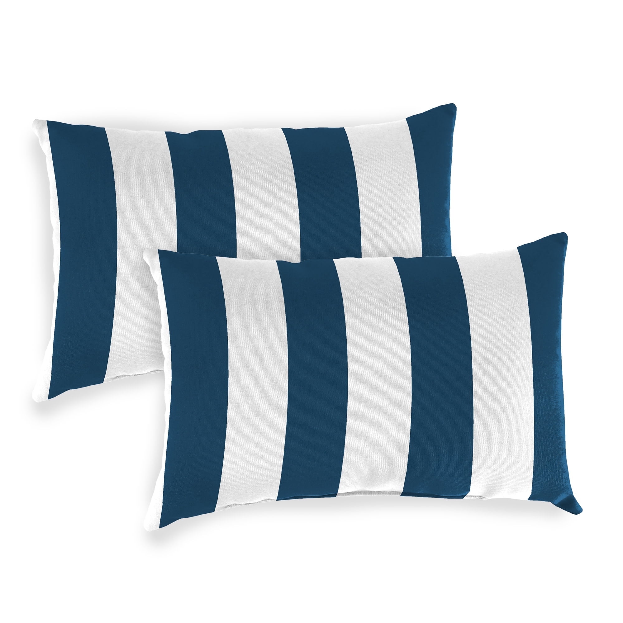 Jordan Manufacturing 14" x 20" Awning Navy Stripe Rectangular Outdoor Lumbar Throw Pillow (2 Pack)