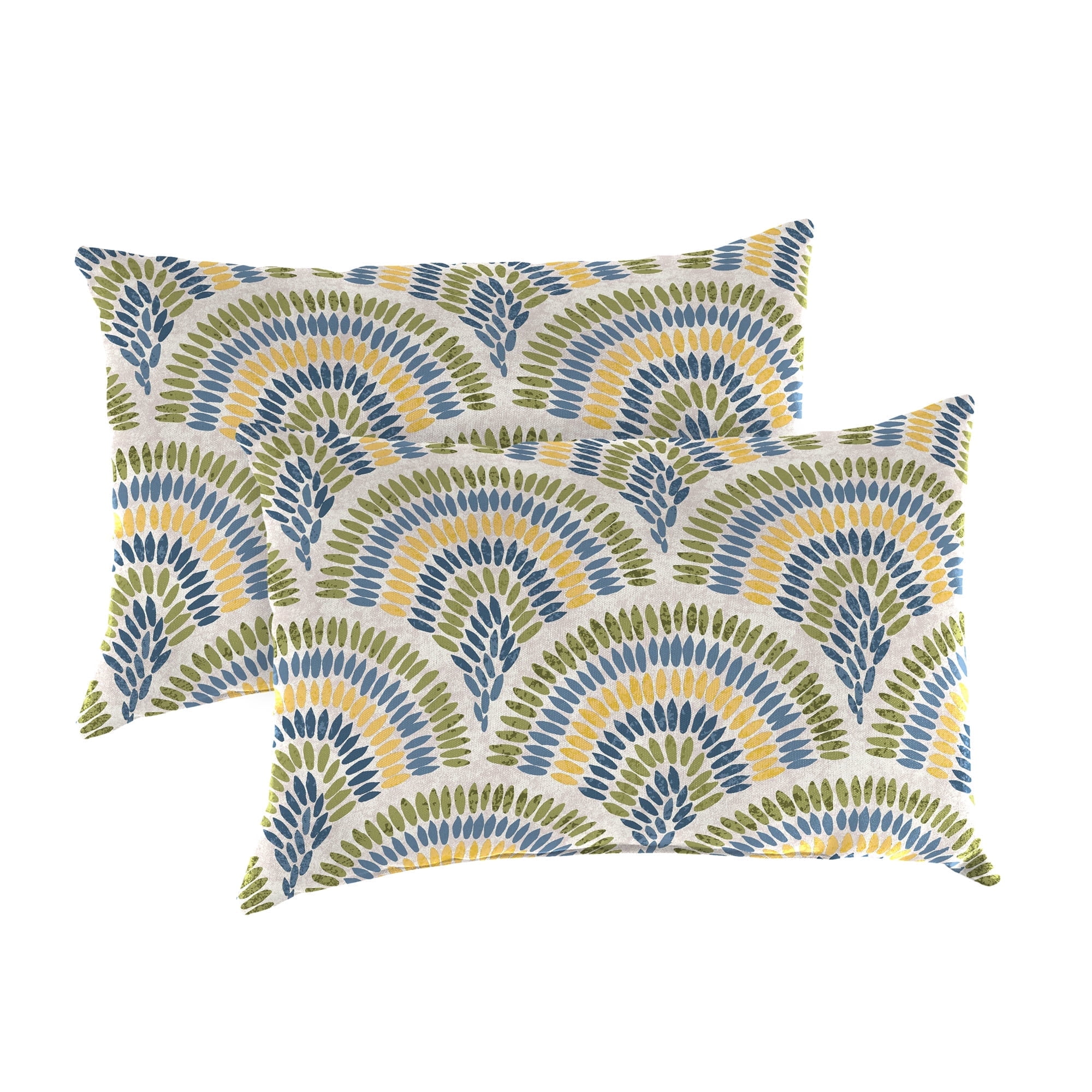 Jordan Manufacturing 14" x 20" Breaker Butter Multicolor Dash Rectangular Outdoor Lumbar Throw Pillow (2 Pack)