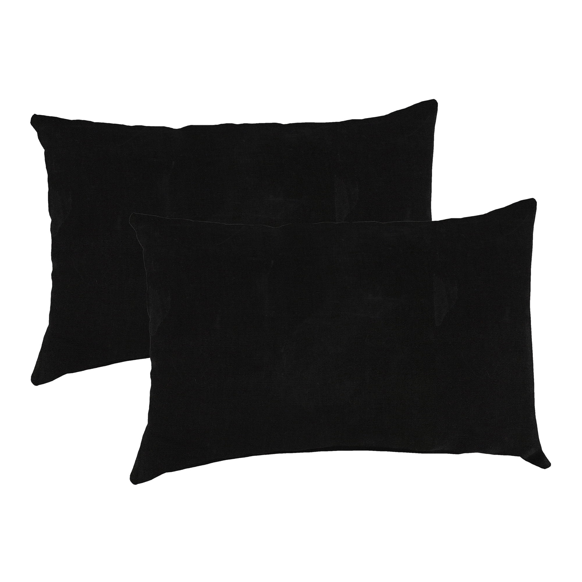 Jordan Manufacturing 14" x 20" Canvas Black Solid Rectangular Outdoor Lumbar Throw Pillow (2 Pack)