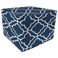 thumbnail image 1 of Jordan Manufacturing 15" x 15" Fandango Oceanic Blue Quatrefoil Square Outdoor Pouf Ottoman with Welt, 1 of 9