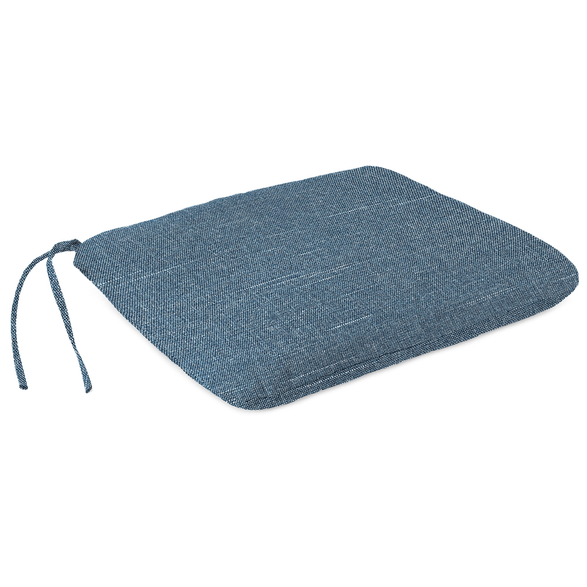 Jordan Manufacturing 15" x 18" Tory Denim Blue Crosshatch Rectangular Outdoor Chair Pad Seat Cushion with Ties