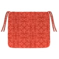 thumbnail image 1 of Jordan Manufacturing 16.5" x 18.5" Persimmon Red Medallion Rectangular Outdoor Chair Pad Seat Cushion with Ties, 1 of 10