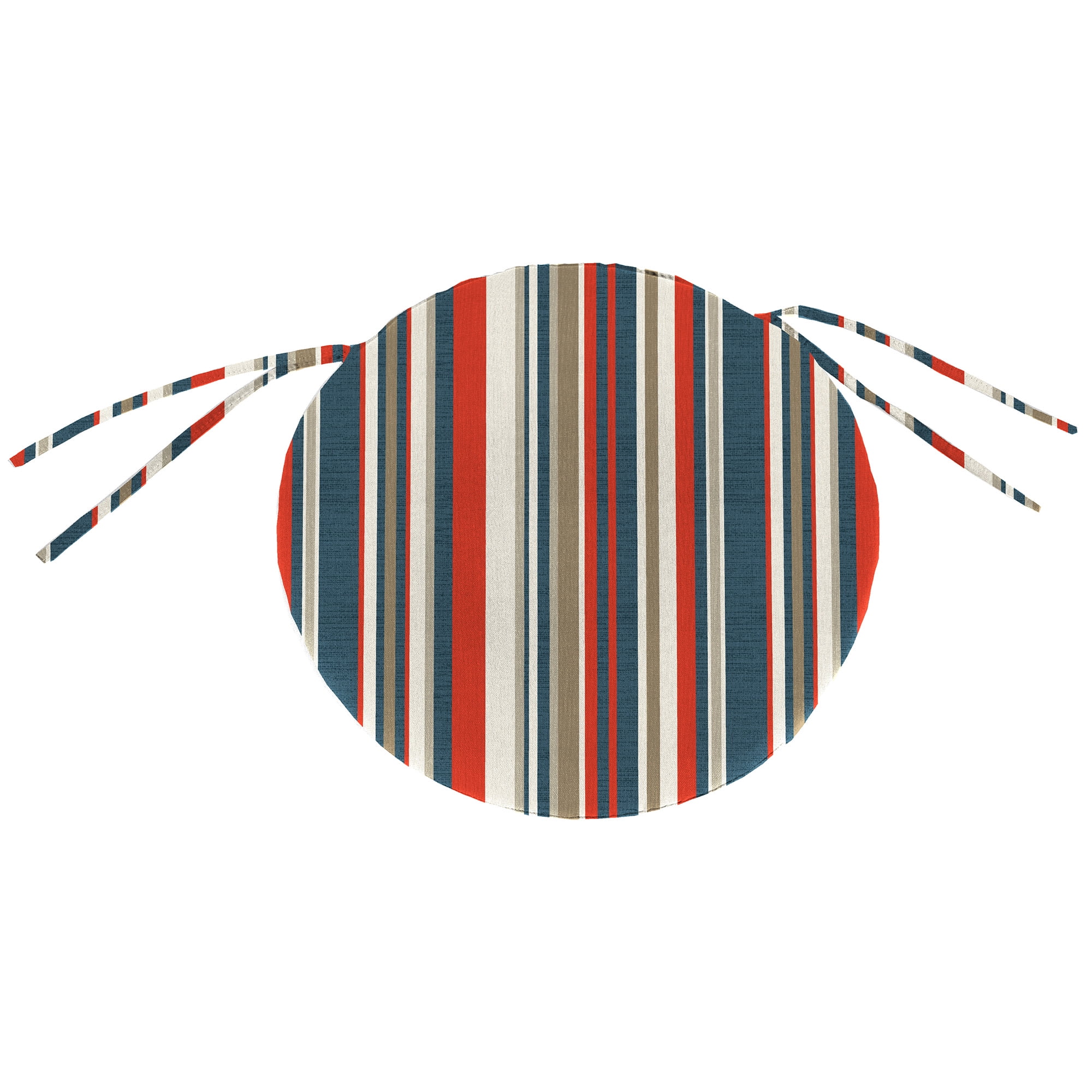 Jordan Manufacturing 16" Cambridge Red Stripe Round Outdoor Bistro Chair Seat Cushion with Ties