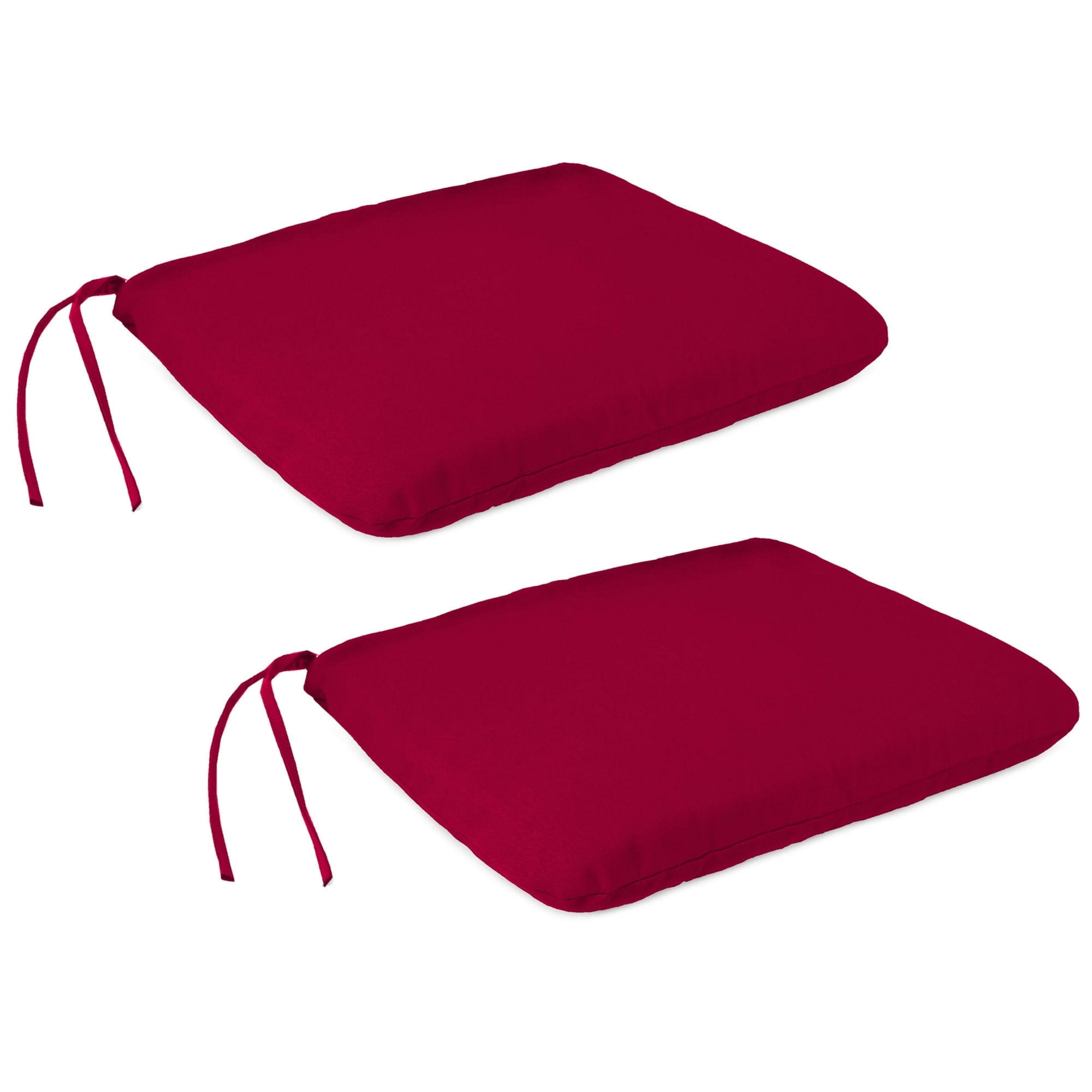 Jordan Manufacturing 16" x 16" Barn Red Solid Square Outdoor Chair Pad Seat Cushion with Ties (2 Pack)