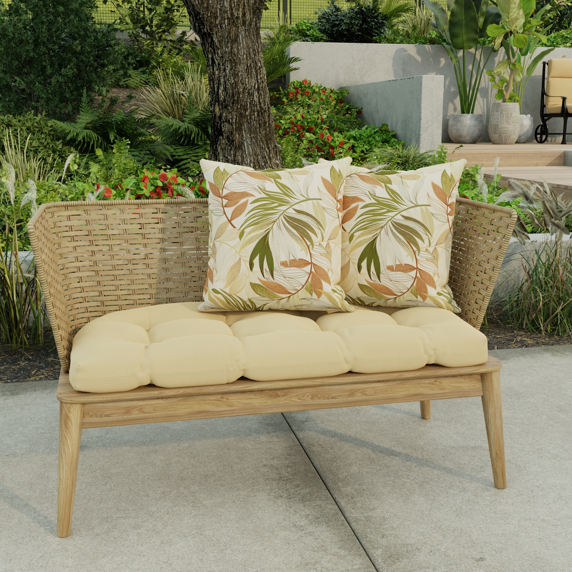 Beige Outdoor Throw Pillows Rectangle Set of 2