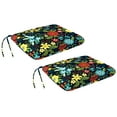 thumbnail image 1 of Jordan Manufacturing 16" x 16" Black Floral Square Outdoor Chair Pad Seat Cushion with Ties (2 Pack), 1 of 11