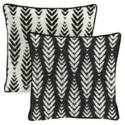 Jordan Manufacturing 16" x 16" Black and White Geometric Leaves Reversible Square Outdoor Throw Pillow with Welt