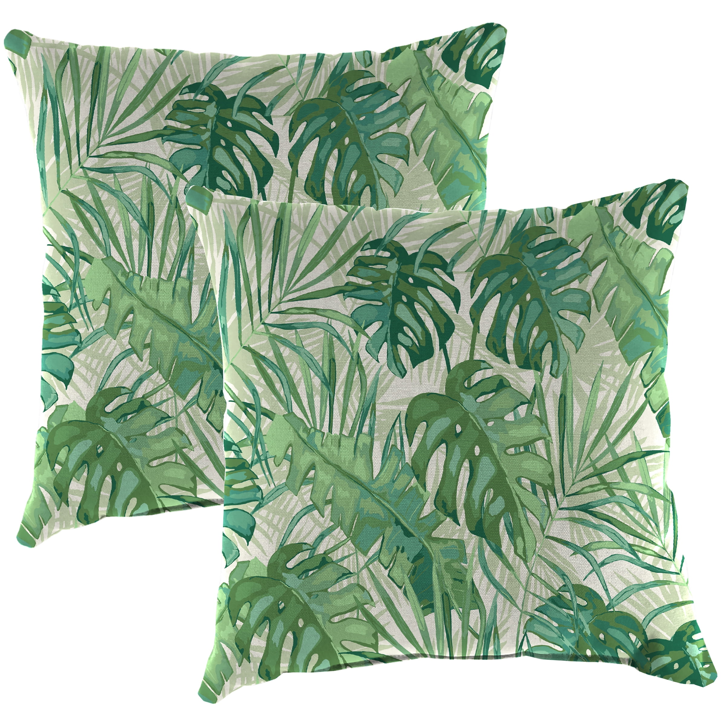 Jordan Manufacturing 16" x 16" Bryann Tortoise Green Tropical Square Outdoor Throw Pillow (2 Pack)