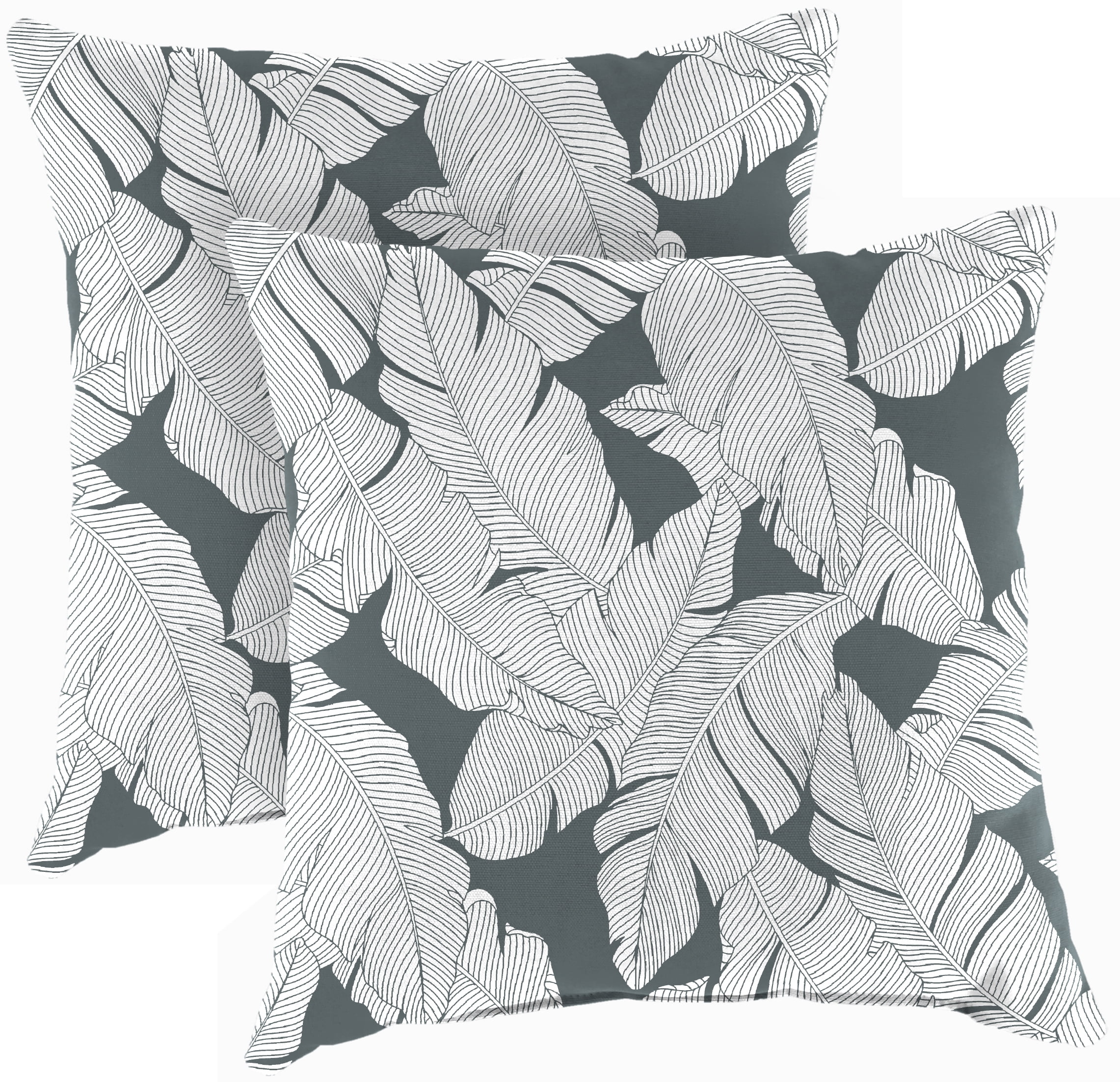 Jordan Manufacturing 16" x 16" Carano Stone Grey Leaves Square Outdoor Throw Pillow (2 Pack)