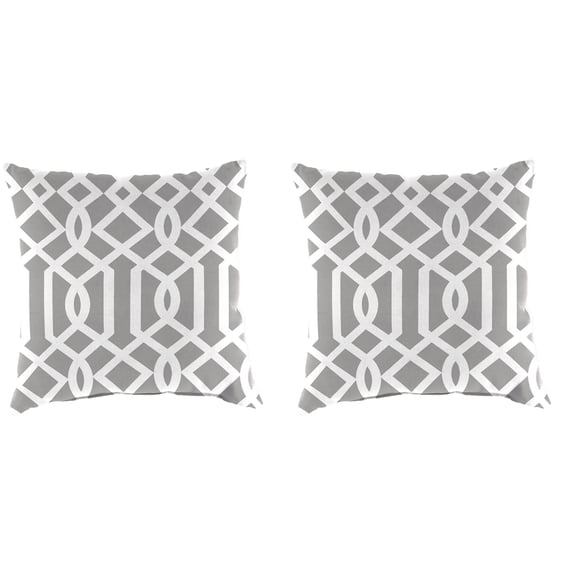 Jordan Manufacturing 16" x 16" Chauncey Pumice Gray Geometric Square Outdoor Throw Pillow (2 Pack)