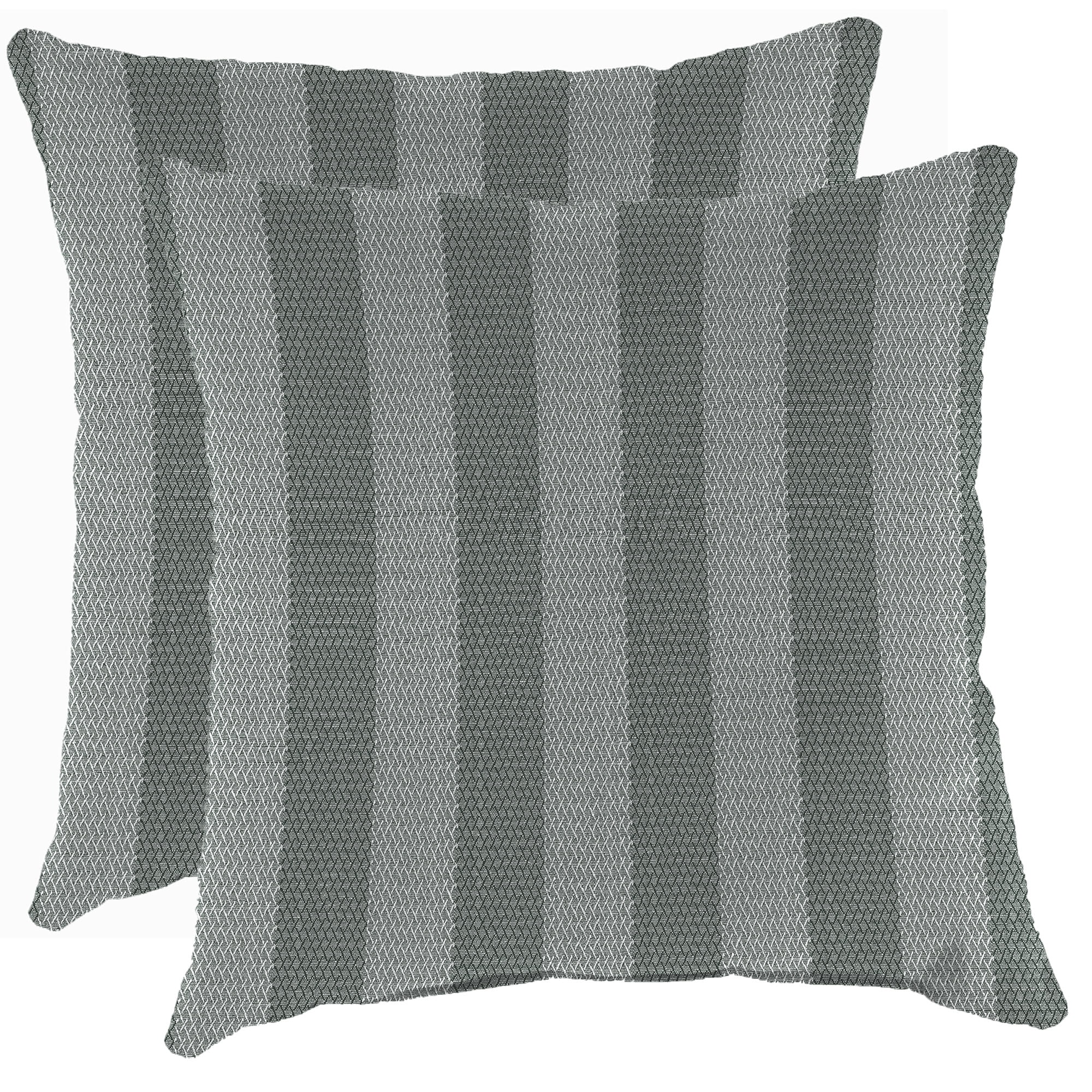 Jordan Manufacturing 16" x 16" Conway Smoke Grey Stripe Square Outdoor Throw Pillow (2 Pack)