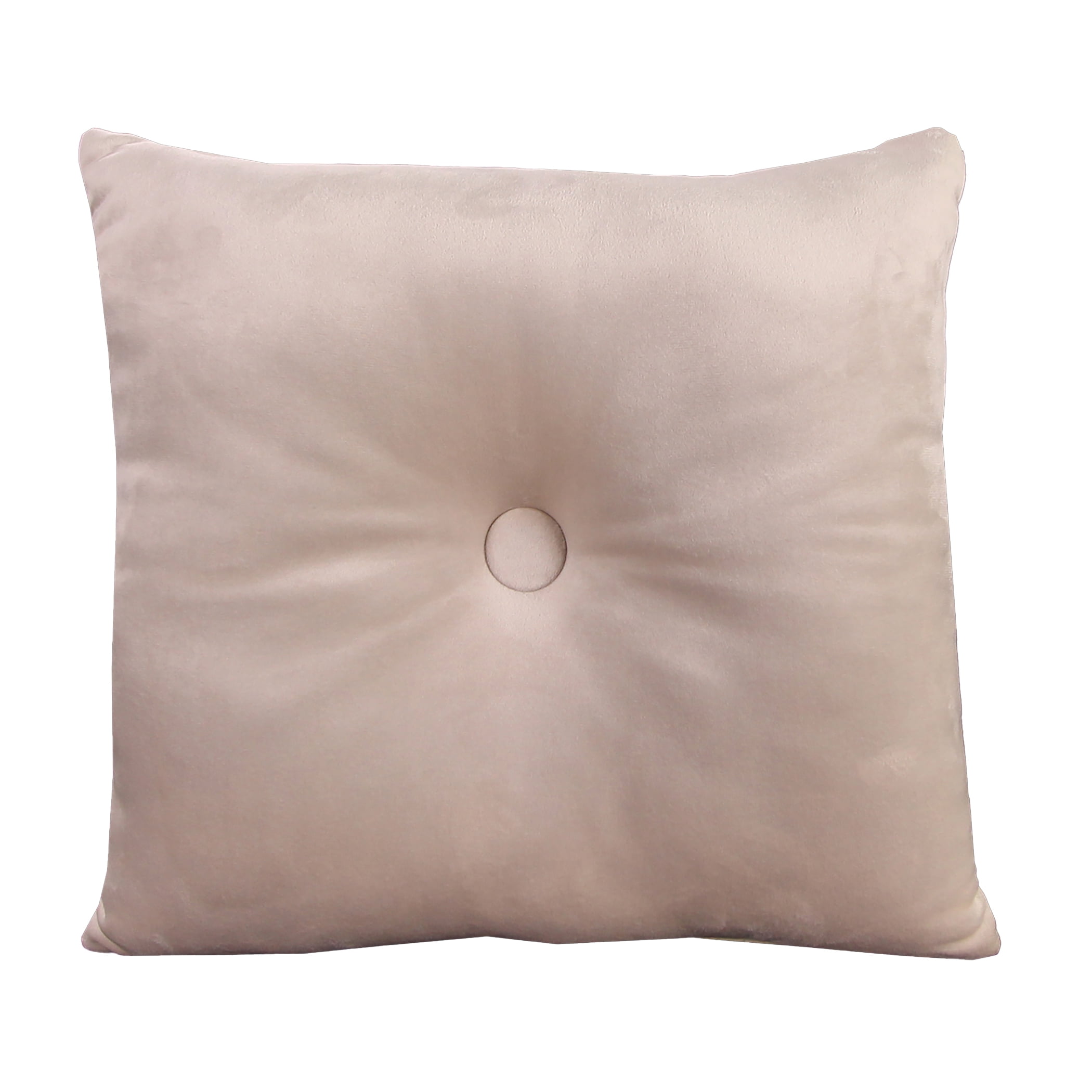 Jordan Manufacturing 16" x 16" Ecru Solid Square Tufted Decorative Throw Pillow with Fabric Button