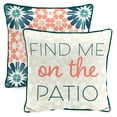 thumbnail image 1 of Jordan Manufacturing 16" x 16" Find Me on the Patio Natural Novelty and Multicolor Medallion Reversible Square Outdoor Throw Pillow with Welt, 1 of 11