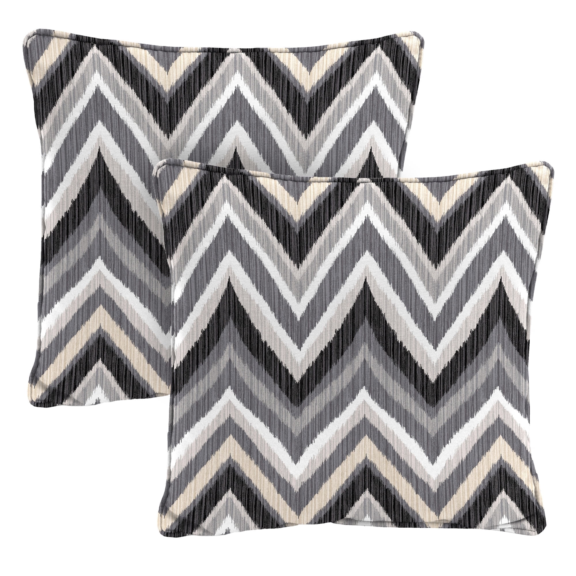 Jordan Manufacturing 16" x 16" Flame Coal Gray Chevron Square Outdoor Throw Pillow with Welt (2 Pack)