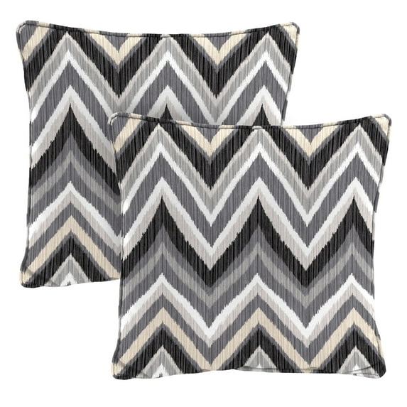 Jordan Manufacturing 16" x 16" Flame Coal Gray Chevron Square Outdoor Throw Pillow with Welt (2 Pack)