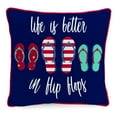 thumbnail image 1 of Jordan Manufacturing 16" x 16" Flip-Flops Navy Novelty Square Outdoor Throw Pillow with Welt, 1 of 8