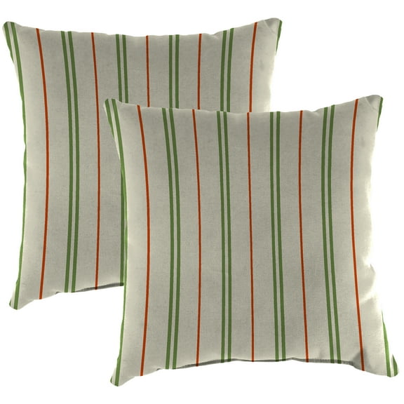 Jordan Manufacturing 16" x 16" Gallan Cedar Grey Stripe Square Outdoor Throw Pillow (2 Pack)