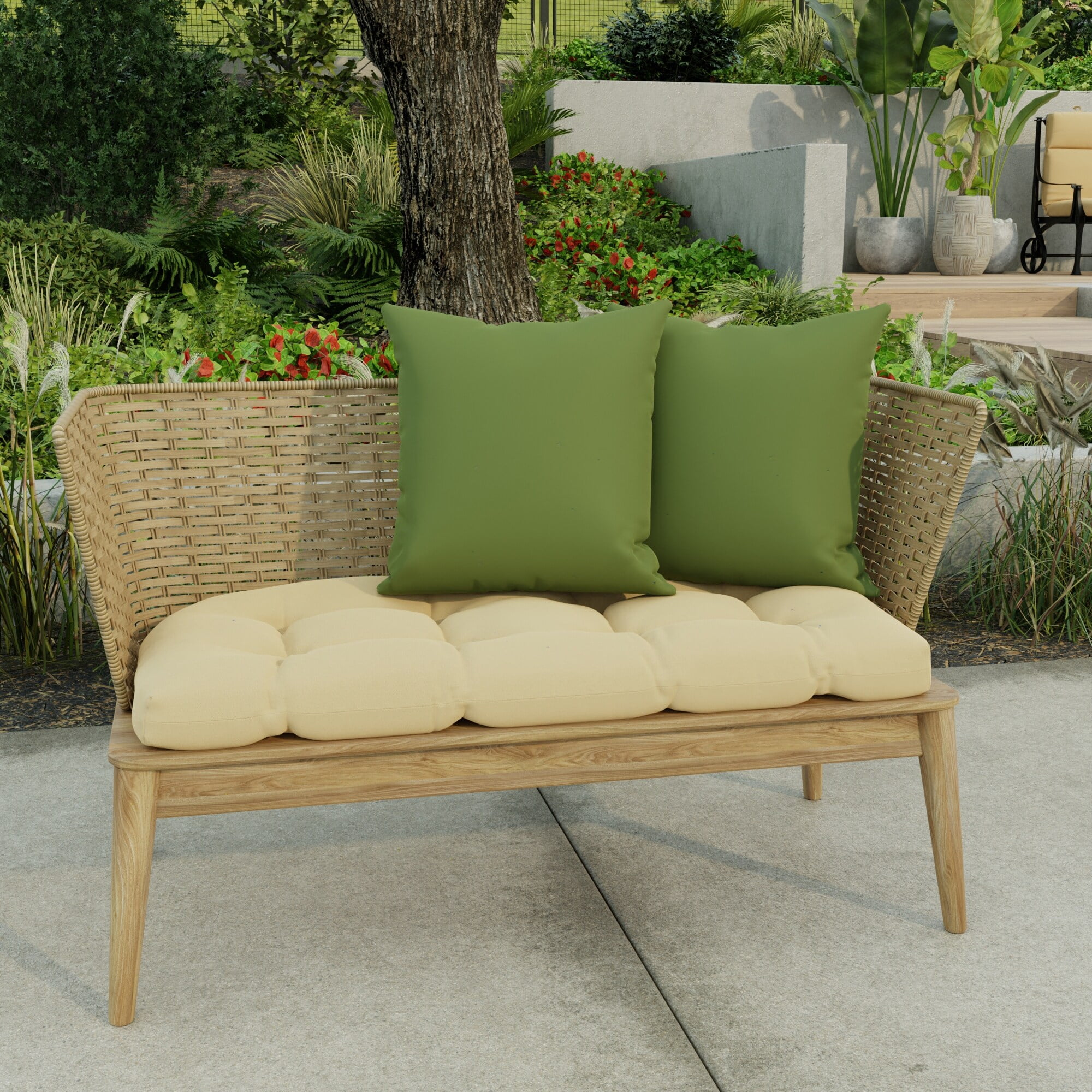 Jordan Manufacturing 16" x 16" Green Solid Outdoor Throw Pillow (Set of 2)