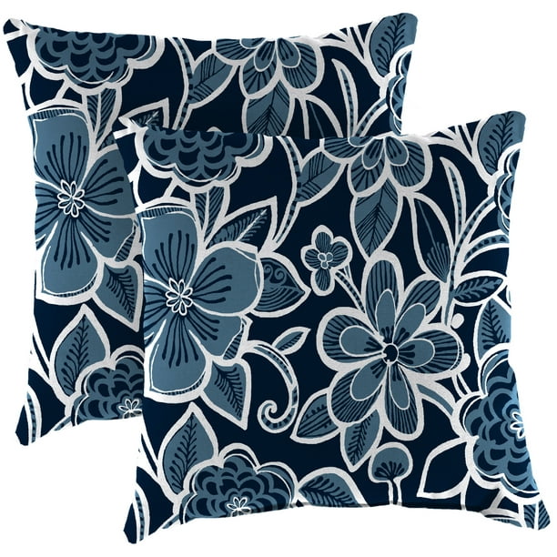 Jordan Manufacturing Outdoor Square Toss Pillows, Halsey Navy, 18 Jordan Manufacturing Outdoor Square Toss Pillows, Halsey Navy, 18