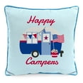 thumbnail image 1 of Jordan Manufacturing 16" x 16" Happy Campers USA Light Blue Novelty Square Outdoor Throw Pillow with Welt, 1 of 9