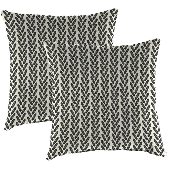 Jordan Manufacturing 16" x 16" Hatch Black Chevron Square Outdoor Throw Pillow (2 Pack)
