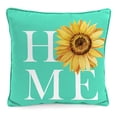 thumbnail image 1 of Jordan Manufacturing 16" x 16" Home Sunflower Turquoise Novelty and Floral Reversible Square Outdoor Throw Pillow with Welt, 1 of 11