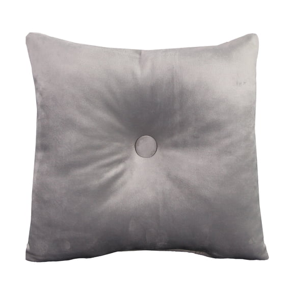 Jordan Manufacturing 16" x 16" Light Gray Solid Square Tufted Decorative Throw Pillow with Fabric Button