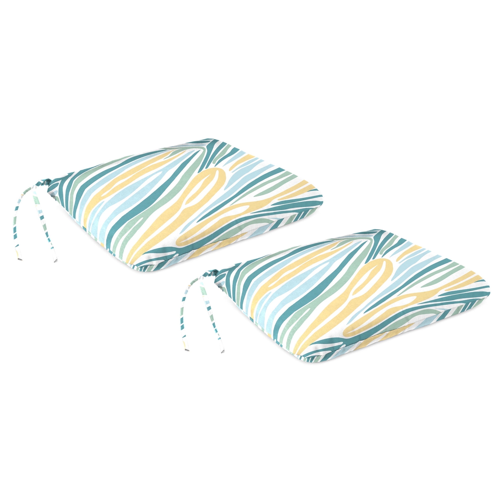 Jordan Manufacturing 16" x 16" Lilo Tapioca Multicolor Abstract Square Outdoor Chair Pad Seat Cushion with Ties (2 Pack)