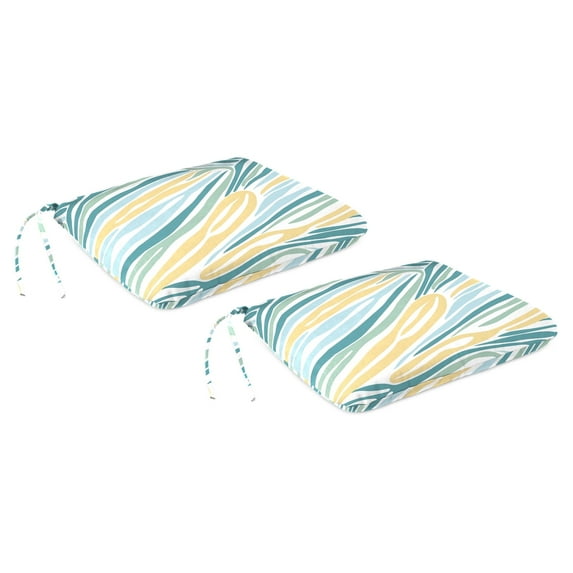 Jordan Manufacturing 16" x 16" Lilo Tapioca Multicolor Abstract Square Outdoor Chair Pad Seat Cushion with Ties (2 Pack)