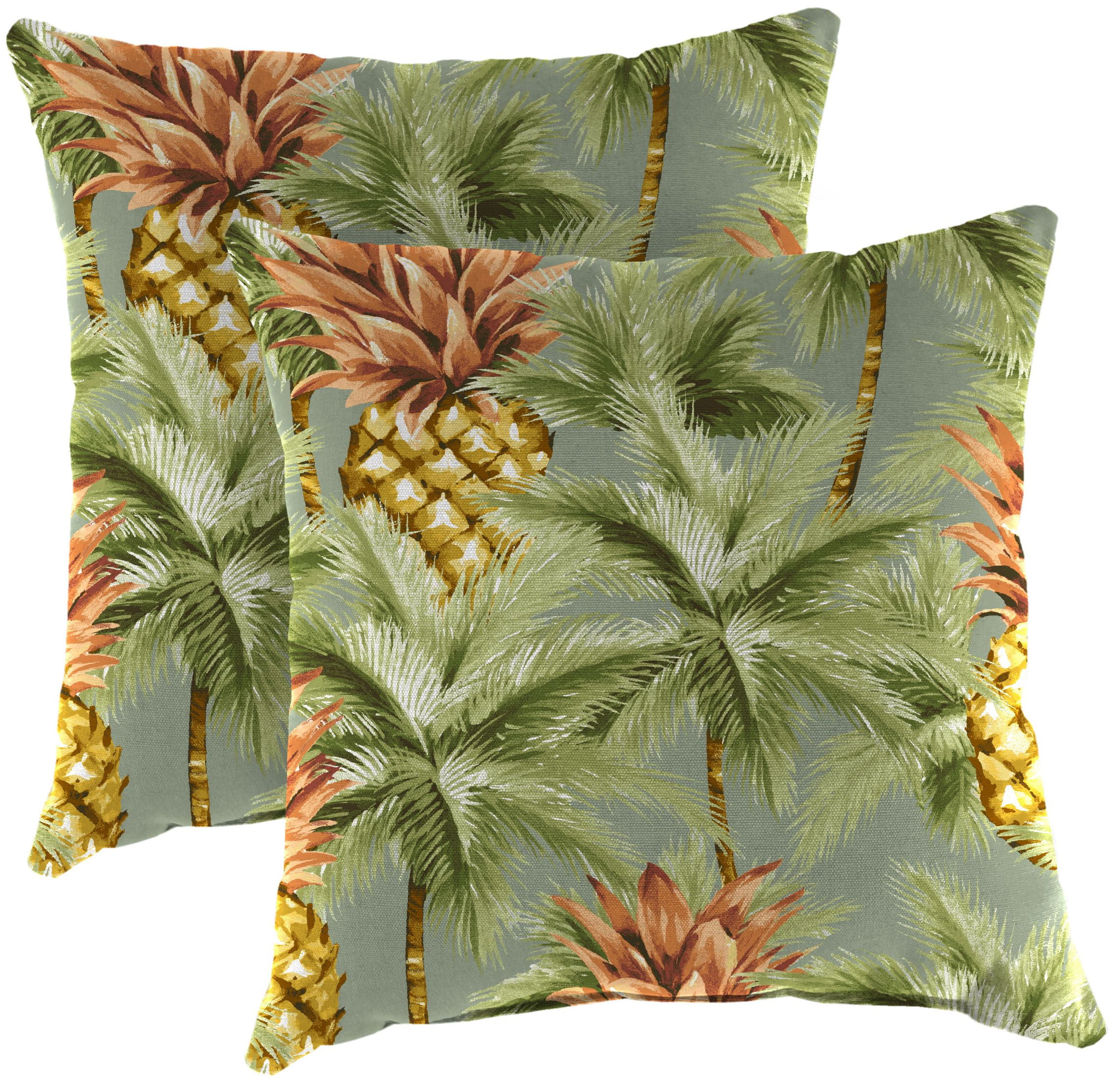 Jordan Manufacturing 16" x 16" Luau Breeze Green Tropical Square Outdoor Throw Pillows (2 Pack)