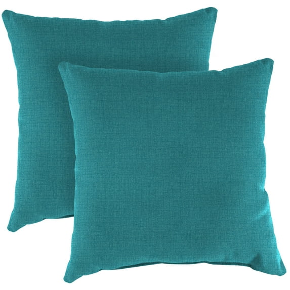 Jordan Manufacturing 16" x 16" McHusk Lagoon Aqua Solid Square Outdoor Throw Pillows (2 Pack)