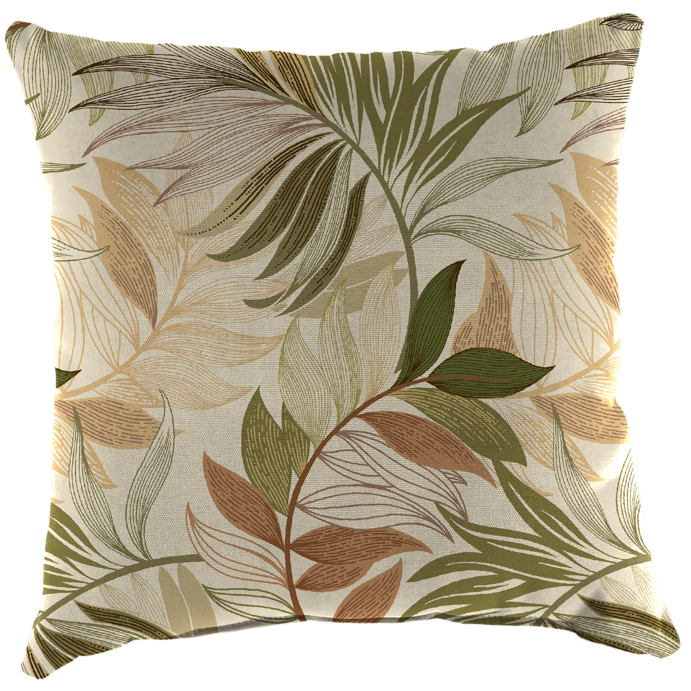 Jordan Manufacturing 16" x 16" Oasis Nutmeg Beige Leaves Square Outdoor Throw Pillow