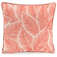 thumbnail image 1 of Jordan Manufacturing 16" x 16" Orange Mist Palm Leaves Square Outdoor Throw Pillow with Welt, 1 of 10