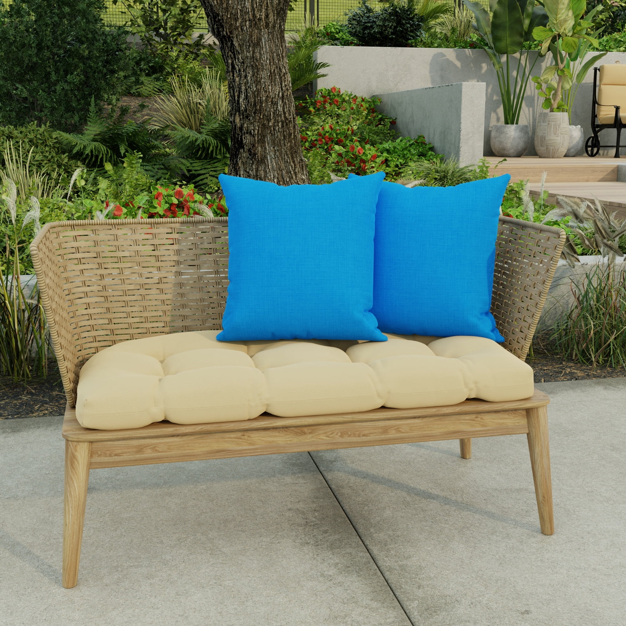 Jordan Manufacturing 16" x 16" Outdoor Throw Pillow (Set of 2) - 16'' L x 16'' W x 4'' H Celosia Princess