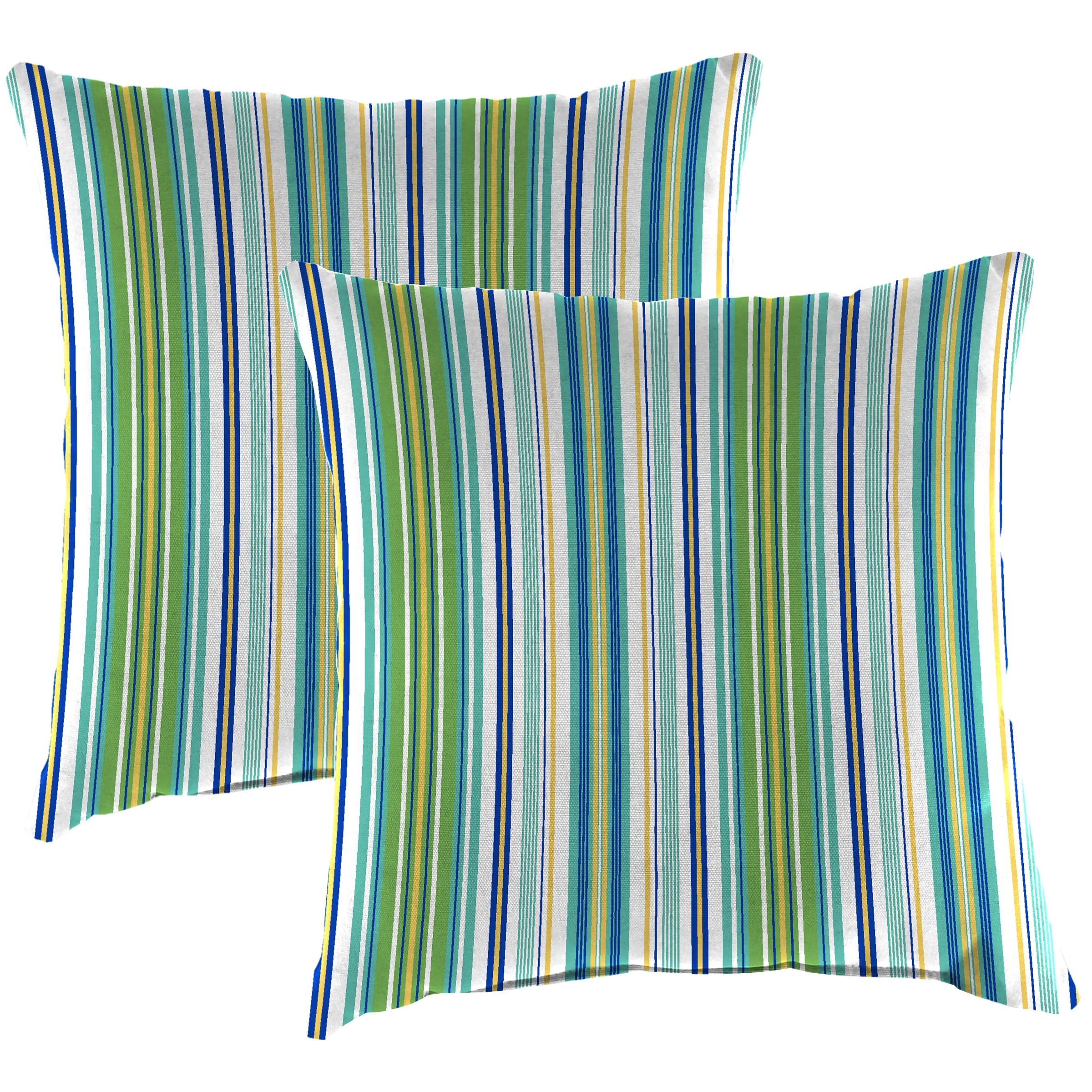 Jordan Manufacturing 16" x 16" Outdoor Throw Pillow (Set of 2) - 16'' L x 16'' W x 4'' H Clique Stripe Fresco