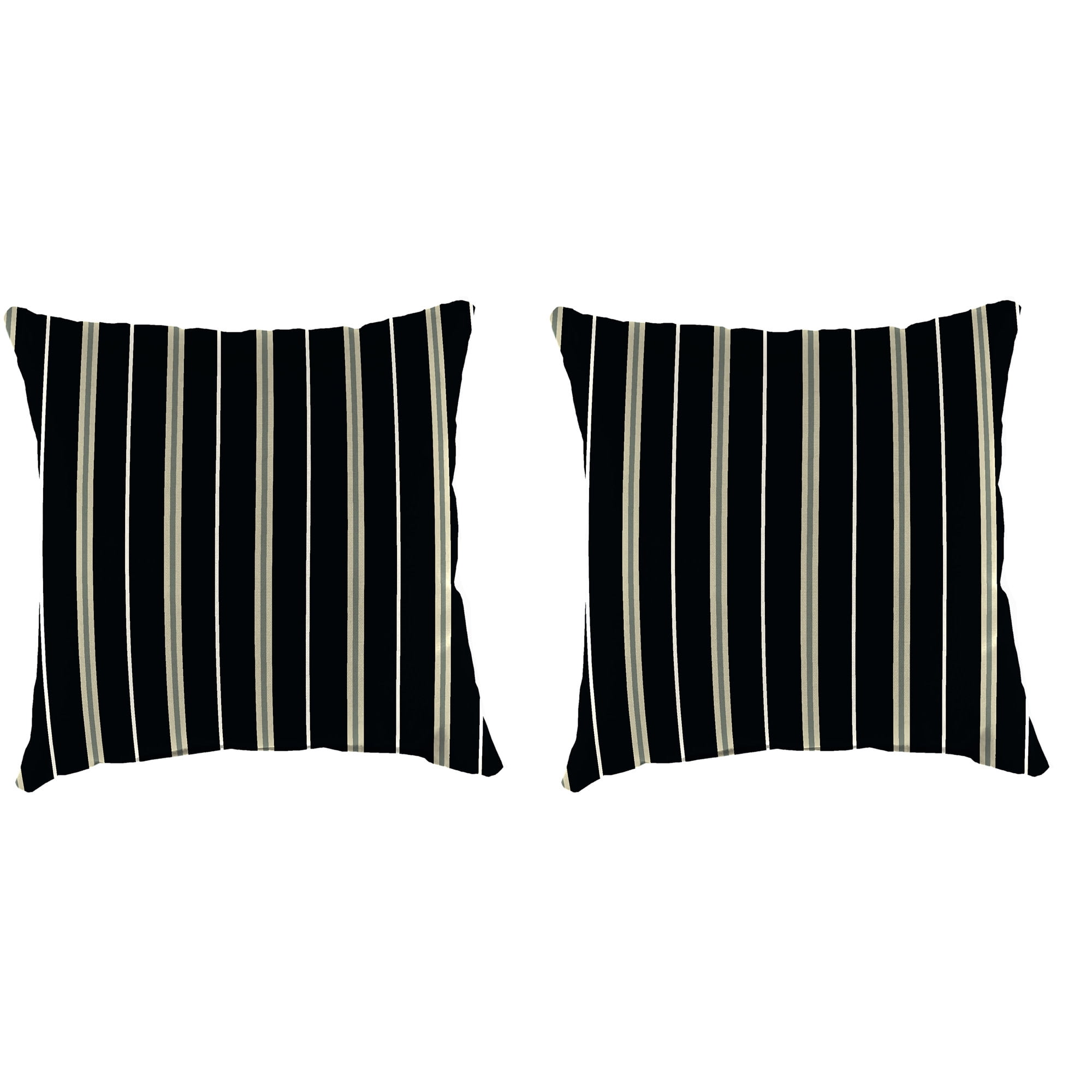Jordan Manufacturing 16" x 16" Platt Ink Black Stripe Square Outdoor Throw Pillow (2 Pack)