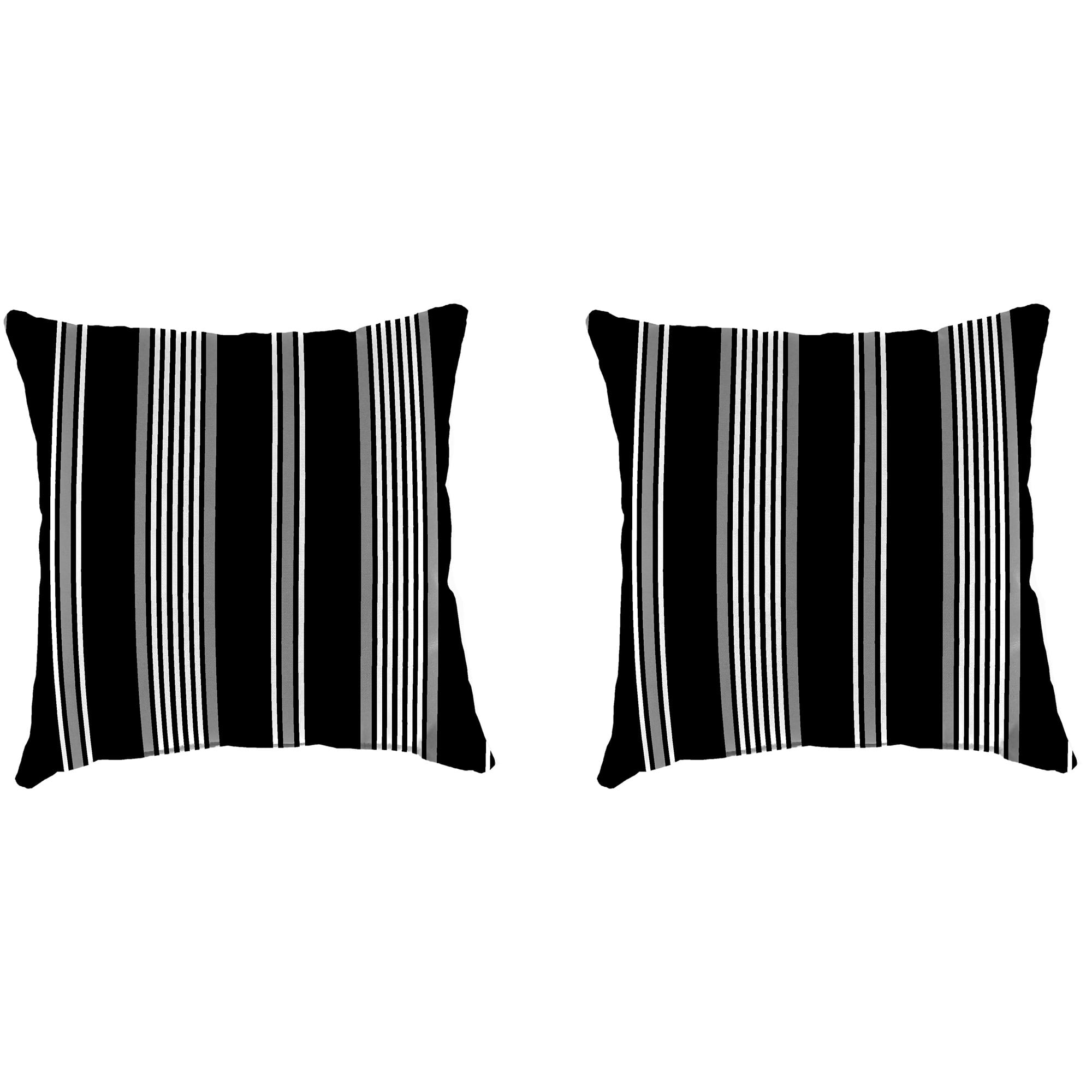 Jordan Manufacturing 16" x 16" Reeder Black Stripe Square Outdoor Throw Pillow (2 Pack)