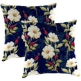 thumbnail image 1 of Jordan Manufacturing 16" x 16" Rose Garden Navy Floral Square Outdoor Throw Pillow (2 Pack), 1 of 9