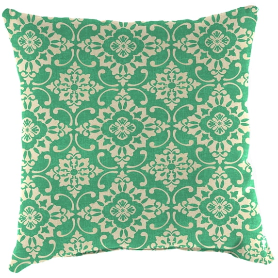 Jordan Manufacturing 16" x 16" Scampi Emerald Green Medallion Square Outdoor Throw Pillow (2 Pack)