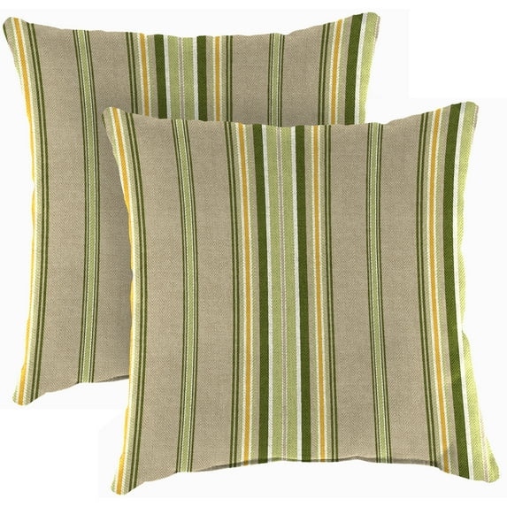Jordan Manufacturing 16" x 16" Terrace Sunrise Green Stripe Square Outdoor Throw Pillow (2 Pack)