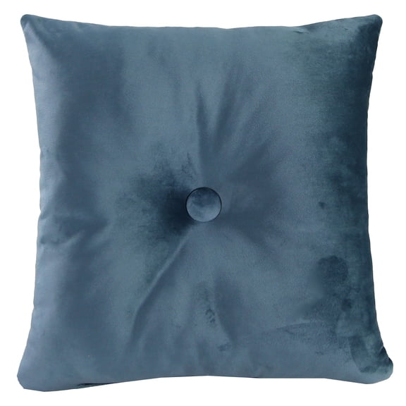 Jordan Manufacturing 16" x 16" Turkish Blue Solid Square Tufted Decorative Throw Pillow with Fabric Button