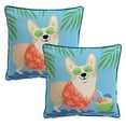 thumbnail image 1 of Jordan Manufacturing 16" x 16" Vacation Dog Blue Animal Square Outdoor Throw Pillow with Welt (2 Pack), 1 of 9