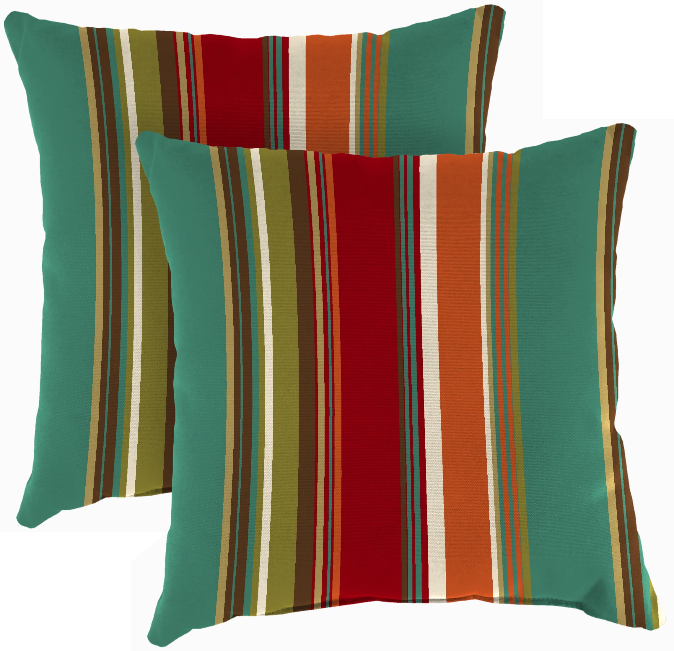 Westport Teal Multicolor Stripe Outdoor Throw Pillow Set
