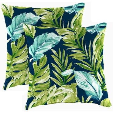 Jordan Manufacturing 16" x 16" Zealand Capri Multicolor Leaves Square Outdoor Throw Pillow (2 Pack)